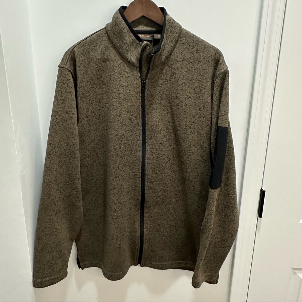 Northwest Territory Mens XL Full Zip Sweater Fleece Jacket Olive Green Utility